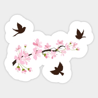 Sakura Birds Sticker